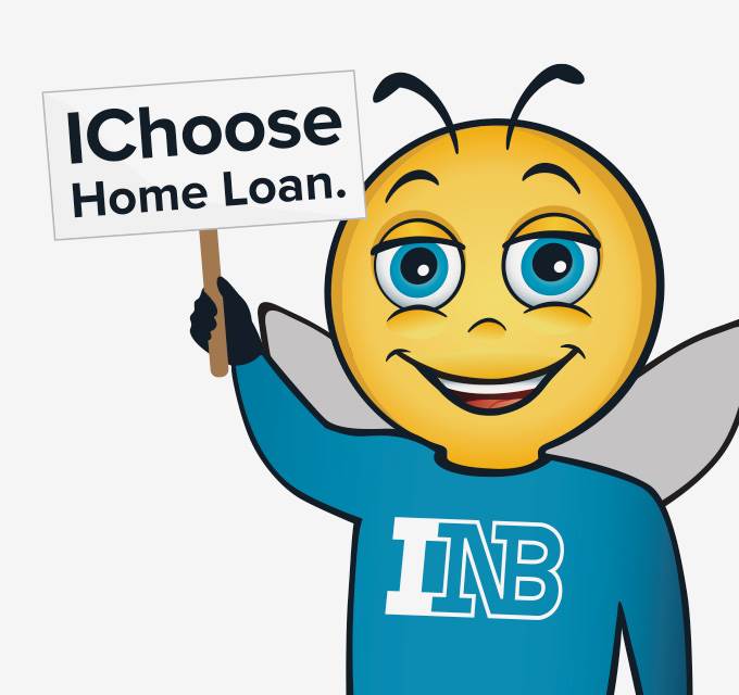 Barnaby Bee holding a sign that says I Choose Home Loan